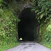 Je moet door deze smalle tunnel als je over de highway door de Forgotton World rijdt
