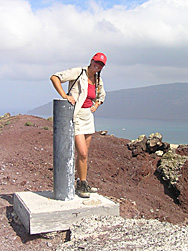 Dory on the highest point of a mountain on Isla Graciosa