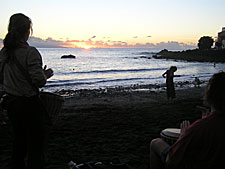 Drum players during sunset at Valle Gran Rey